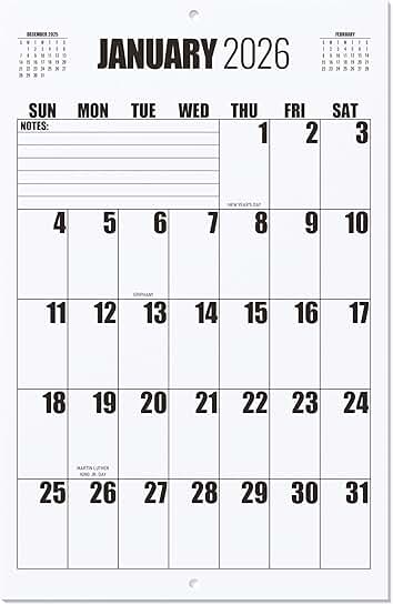 Large Wall Calendar 2026-2027 for Planning and Scheduling