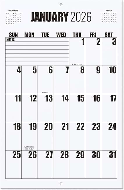 Large Wall Calendar 2026-2027 for Planning and Scheduling