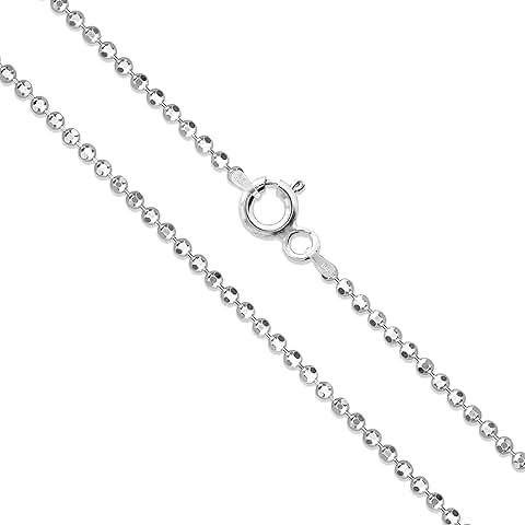 Diamond-Cut Silver Ball Chain Necklace 1.5mm