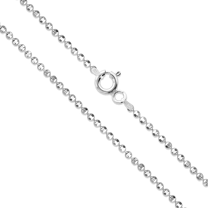 Diamond-Cut Silver Ball Chain Necklace 1.5mm