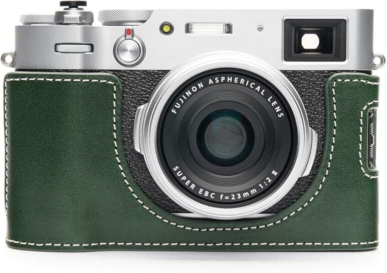 Leather Half Camera Case with Hand Strap for X100V