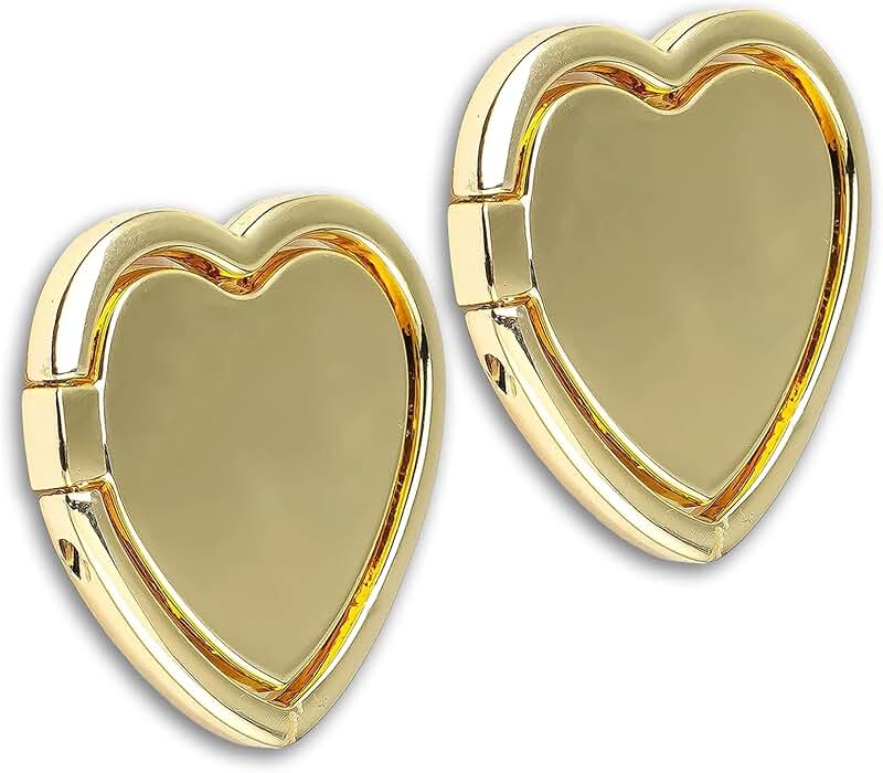 Heart-Shaped Glossy Phone Ring Holder with 360° Rotation