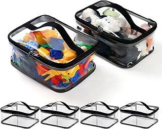 Set of 6 Clear Waterproof Toy Storage Bags, 9.5x7x4 Inches
