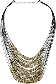 Bold layered necklace with beaded waterfall design