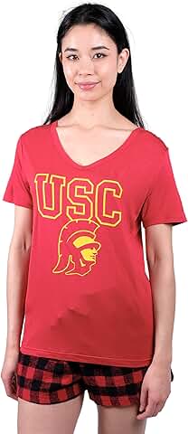 Women's NCAA Pajama Set with Shirt and Flannel Shorts