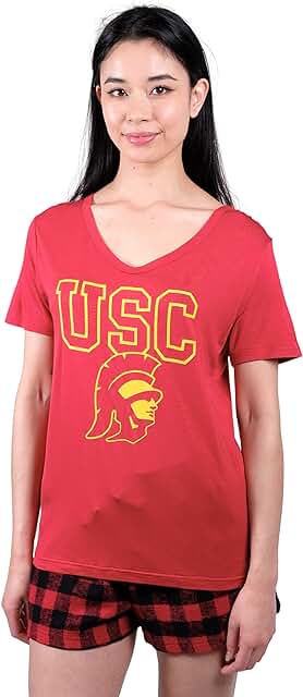 Women's NCAA Pajama Set with Shirt and Flannel Shorts