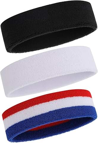 Set of 3 Cotton Sports Headbands for Men and Women