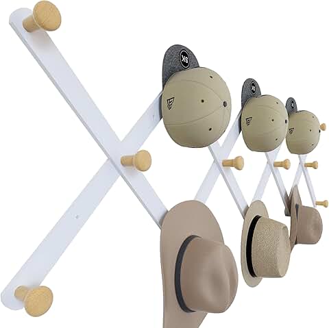 Large Wooden Wall Hat Rack with 14 Pegs