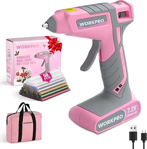 Cordless Hot Glue Gun with 50 Sticks and Storage Bag