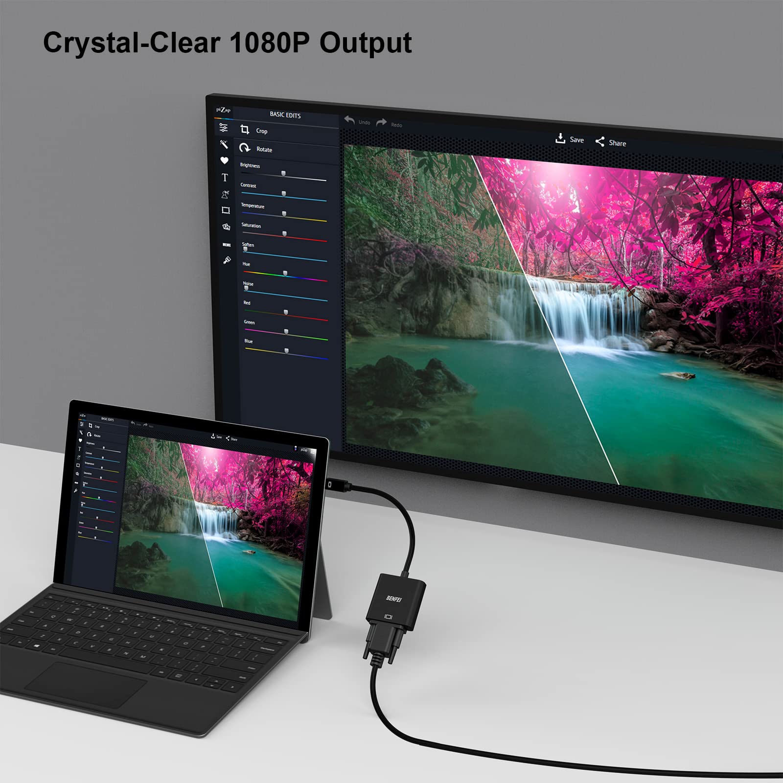 Mini DisplayPort to VGA, Mini DP Display Port to VGA (Thunderbolt Compatible) Male to Female Adapter Compatible for ThinkPad SurfacePro PC