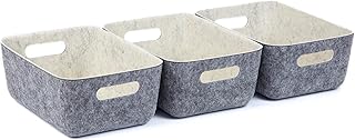 Three Small Recycled Storage Bins in Charcoal and Cream