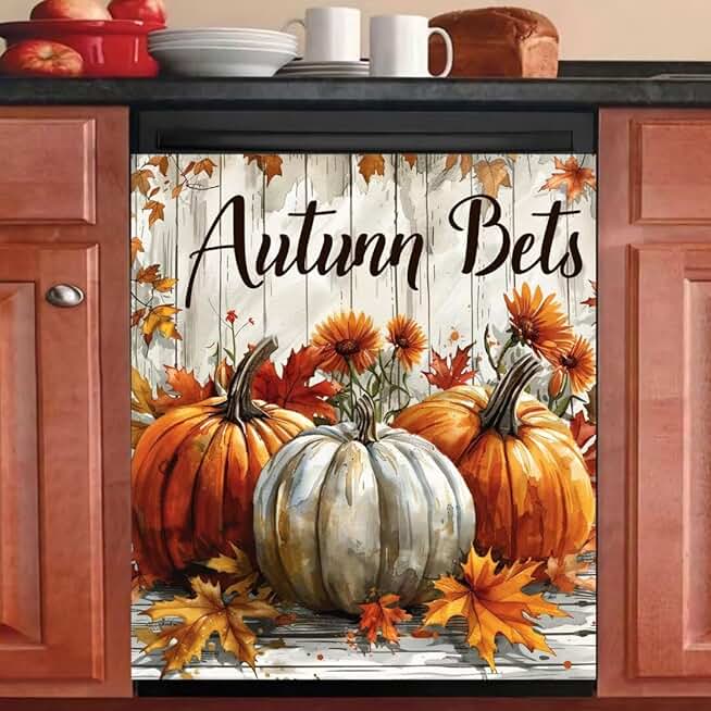 Autumn Pumpkins Kitchen Magnet Cover for Dishwasher