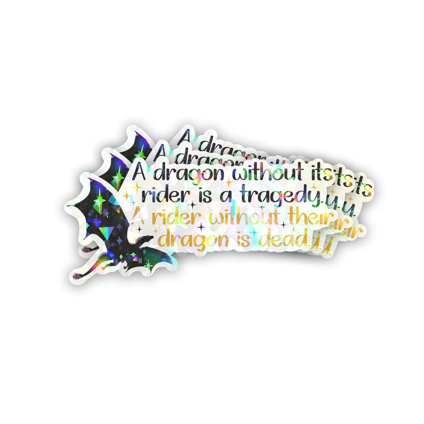 Funny Black Dragon Holographic Vinyl Sticker Set