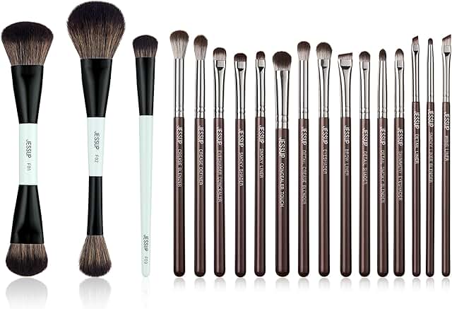Double-sided face and eye makeup brushes set