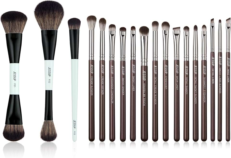 Double-sided face and eye makeup brushes set