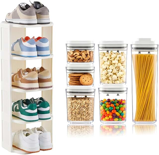 Five-Tier Plastic Food and Shoe Storage Container Set