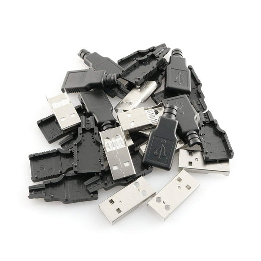 10-Pack USB 2.0 Type A Male Connectors with Black Cover