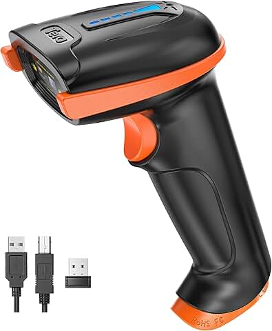 Wireless 1D Laser Barcode Scanner with Battery Indicator