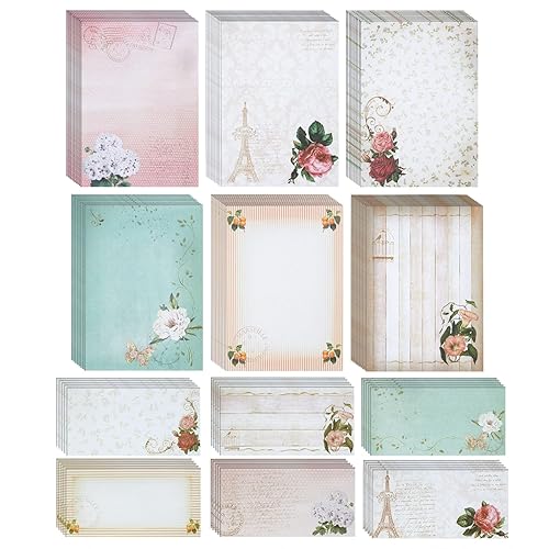 Vintage Gold Stationery Set with 60 Sheets and 30 Envelopes
