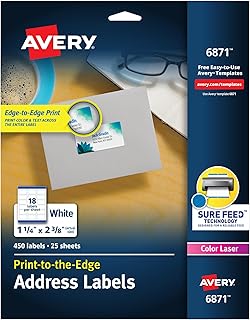 White Printable Address Labels, 1-1/4" x 2-3/8", 450 Sheets