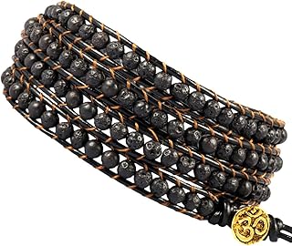 Bohemian Woven Leather Friendship Bracelet with Beads and Crystals