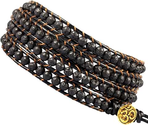 Bohemian Woven Leather Friendship Bracelet with Beads and Crystals