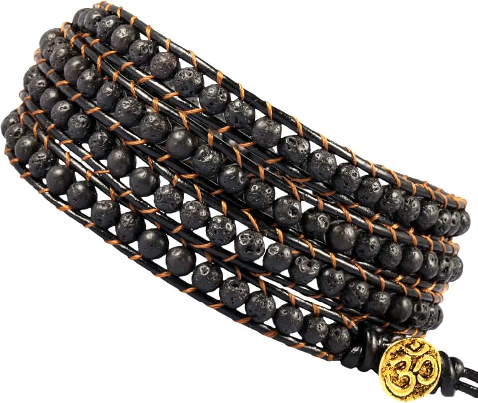 Bohemian Woven Leather Friendship Bracelet with Beads and Crystals