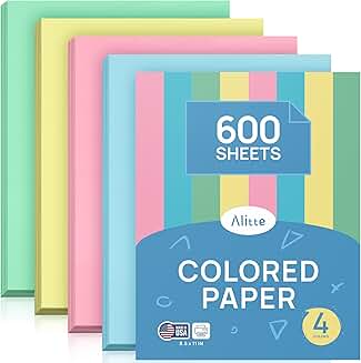 600 Sheets of Colored Letter Paper in 4 Colors
