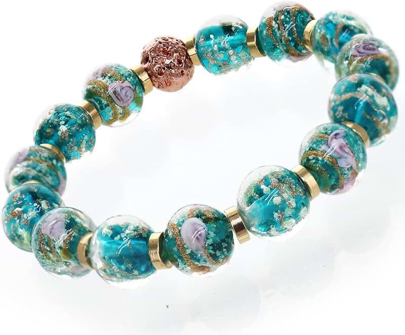 Glow-in-the-Dark Firefly Beads Bracelet in Ocean Blue