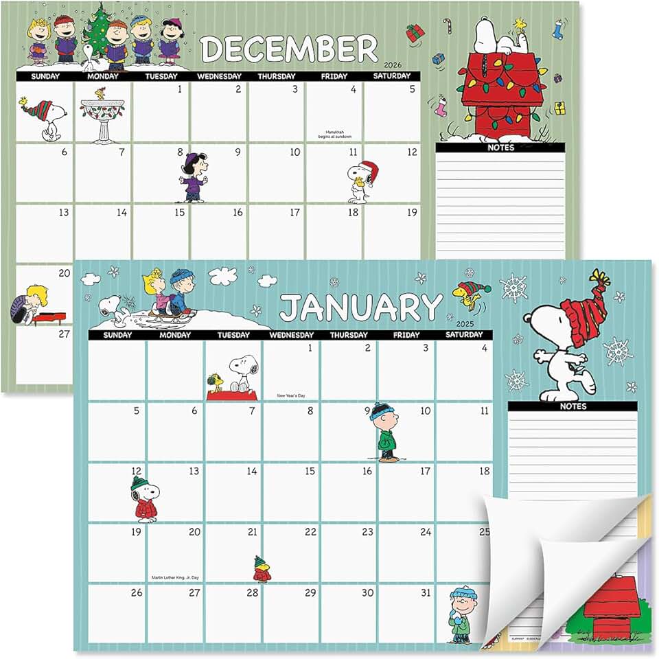 2025-2026 Peanut Desk Calendar, 11x16.25 inches