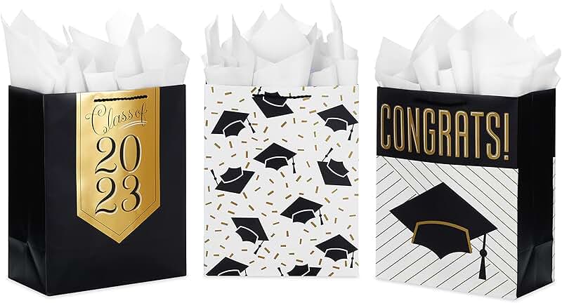13-inch Graduation Gift Bags with Tissue Paper