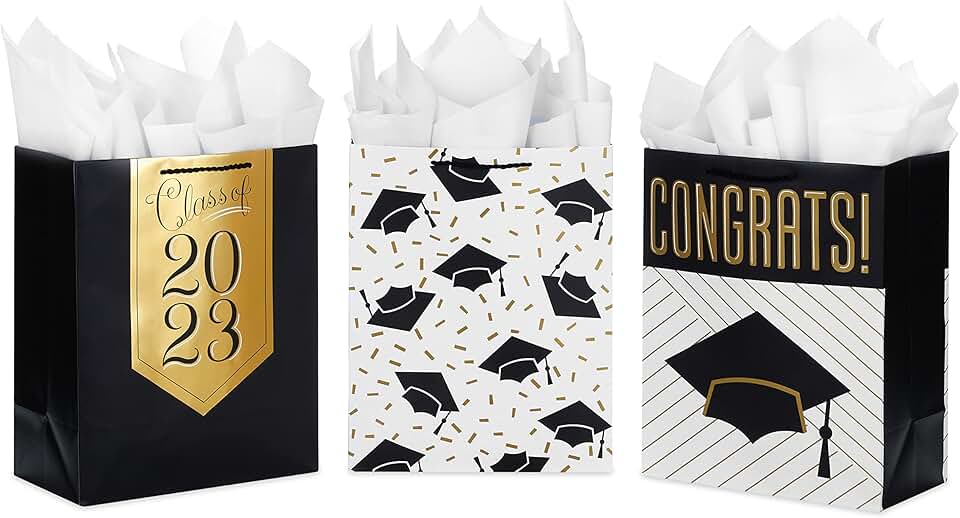 13-inch Graduation Gift Bags with Tissue Paper