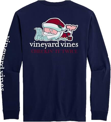 Men's Santa Whale Long-Sleeve Pocket T-Shirt