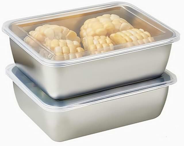 Set of 2 68oz Stainless Steel Food Storage Containers