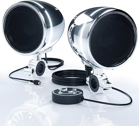 Motorcycle Bluetooth Speakers with LED Ring and Waterproof Stereo