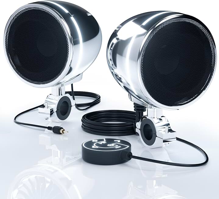 Motorcycle Bluetooth Speakers with LED Ring and Waterproof Stereo