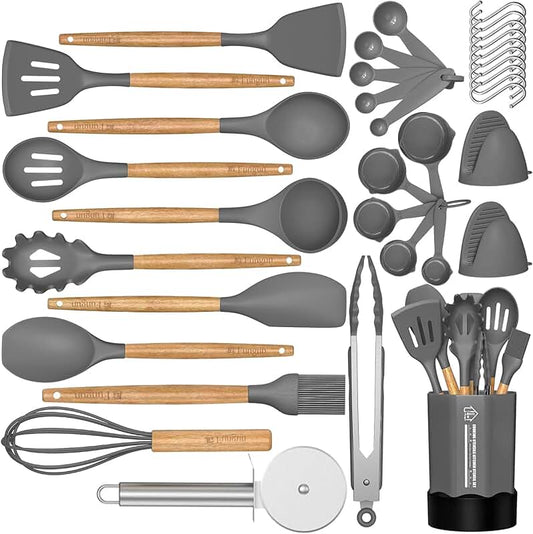 11-piece silicone kitchen utensil set with holder