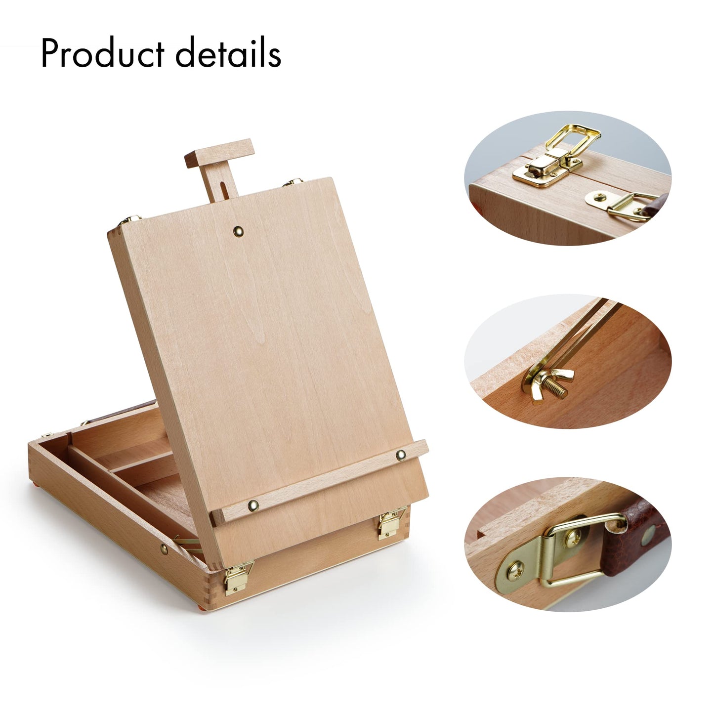 Adjustable Beechwood Tabletop Painting Easel with Storage