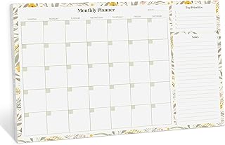Monthly desk planner with tearaway sheets and notes