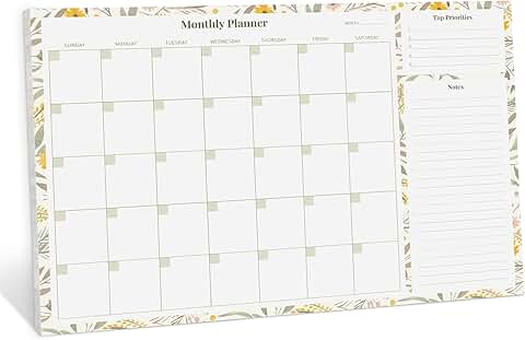 Monthly desk planner with tearaway sheets and notes