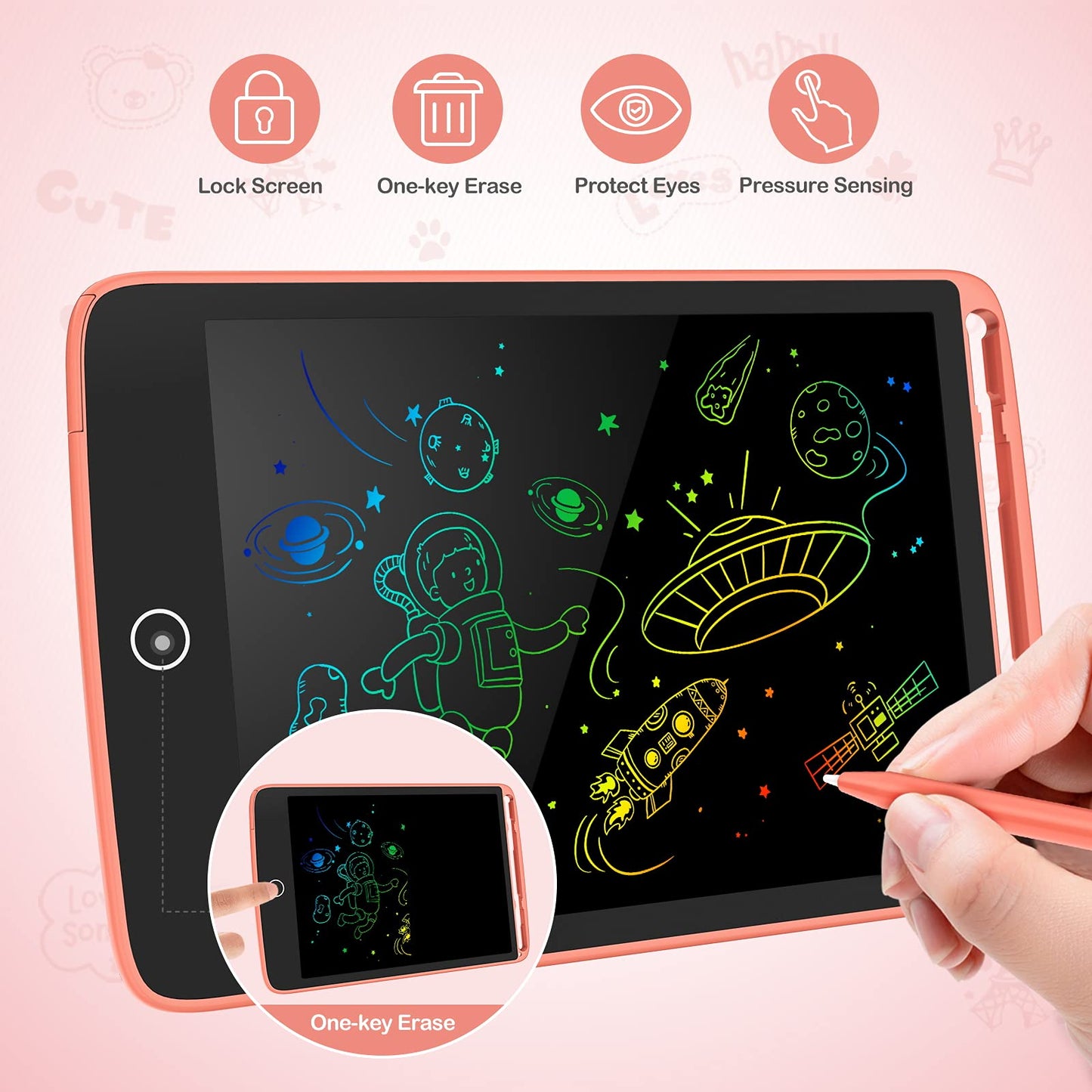 2 Pack LCD Writing Tablet, Colorful Screen Doodle Board 8.5 Inch Drawing Tablet for Kids, Learning Toys Birthday Gifts Travel Activity Games for 3 4 5 6 Year Old Boys and Girls Toddlers