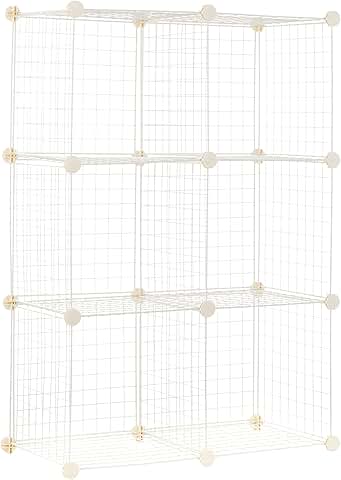 White 6-Cube Wire Grid Storage Shelves