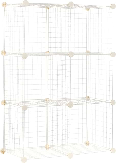 White 6-Cube Wire Grid Storage Shelves