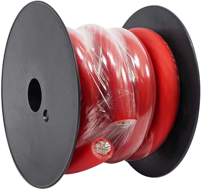 5-foot 0 Gauge Red Car Ground Wire