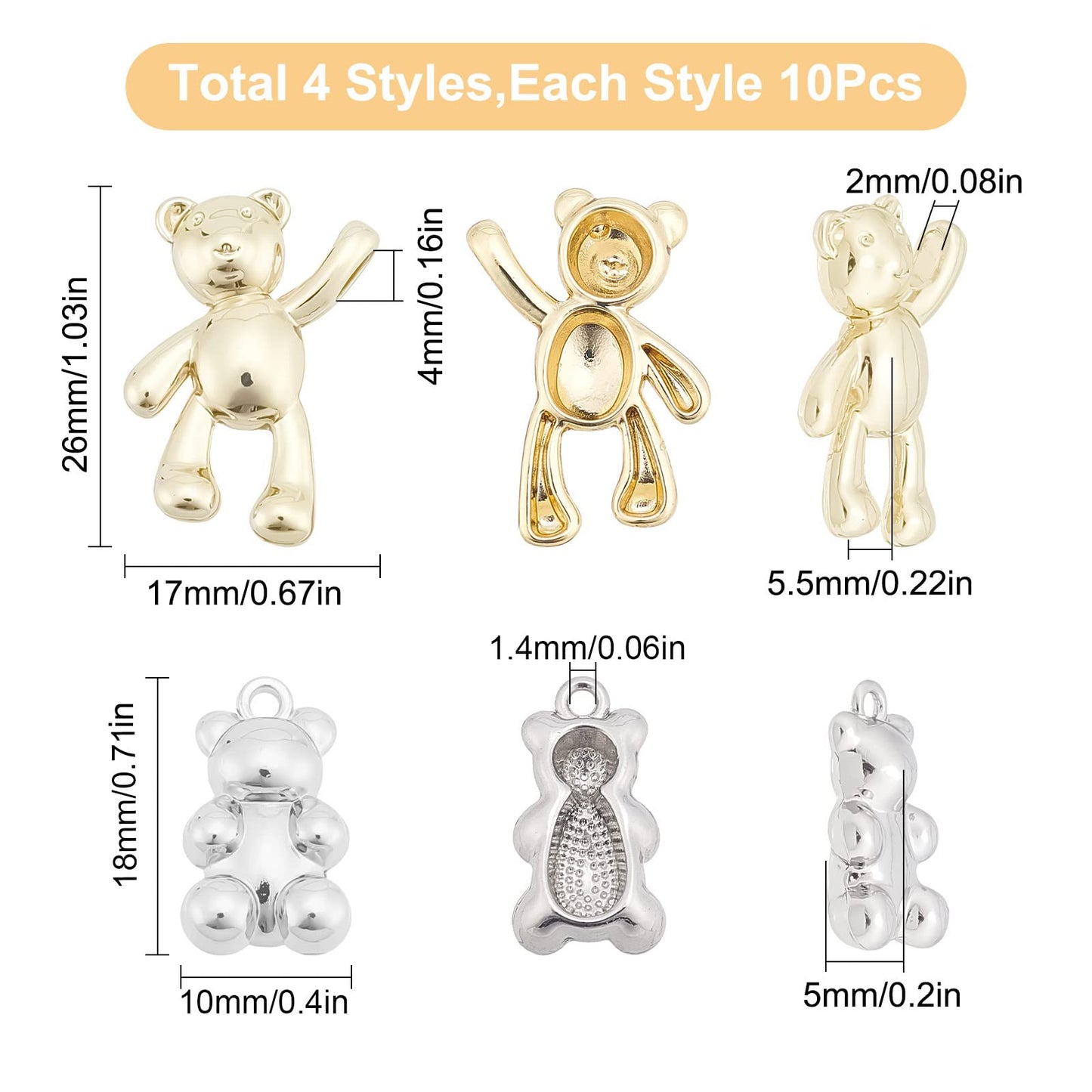 Cute Teddy Bear Charms for Jewelry Making and Gifts