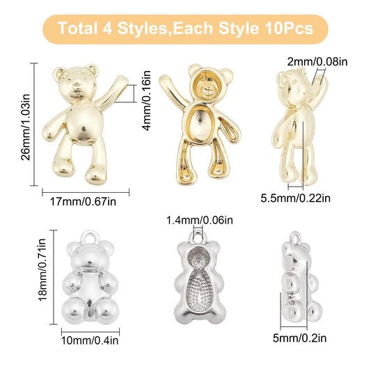 Cute Teddy Bear Charms for Jewelry Making and Gifts