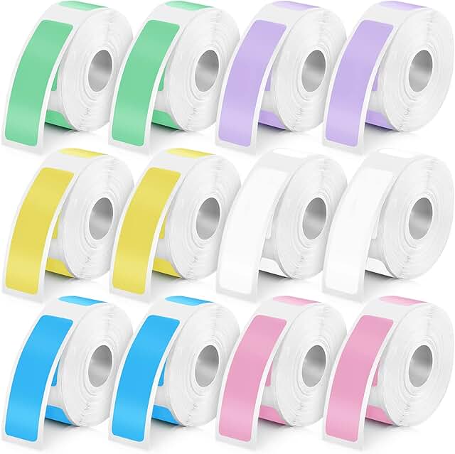 Colorful Laminated Label Tape, 12x40mm, 1920 Pieces