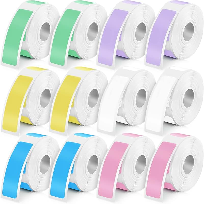 Colorful Laminated Label Tape, 12x40mm, 1920 Pieces