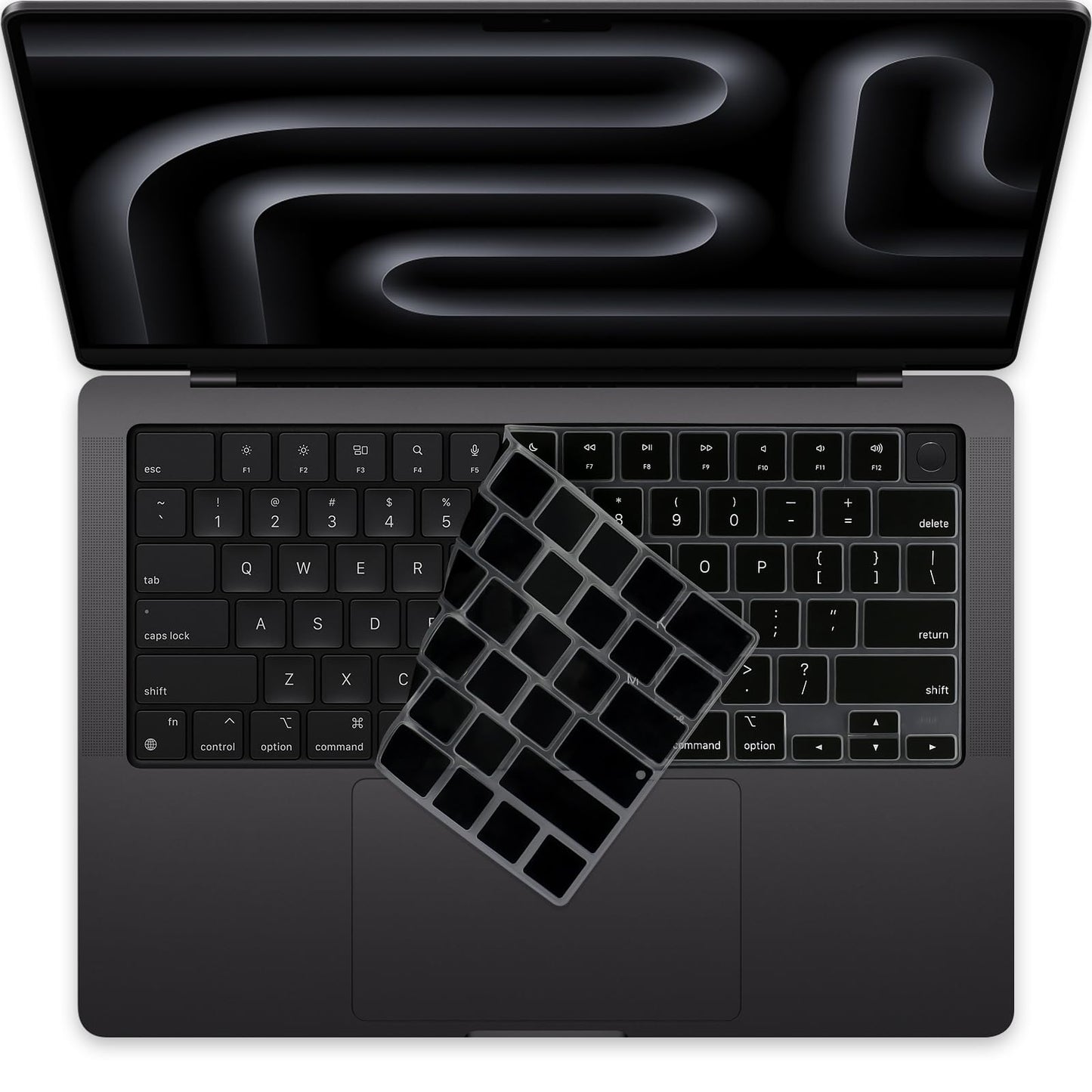 Black silicone keyboard cover for MacBook Pro 14" and 16"