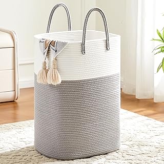 Woven Cotton Rope Laundry Basket, 40L